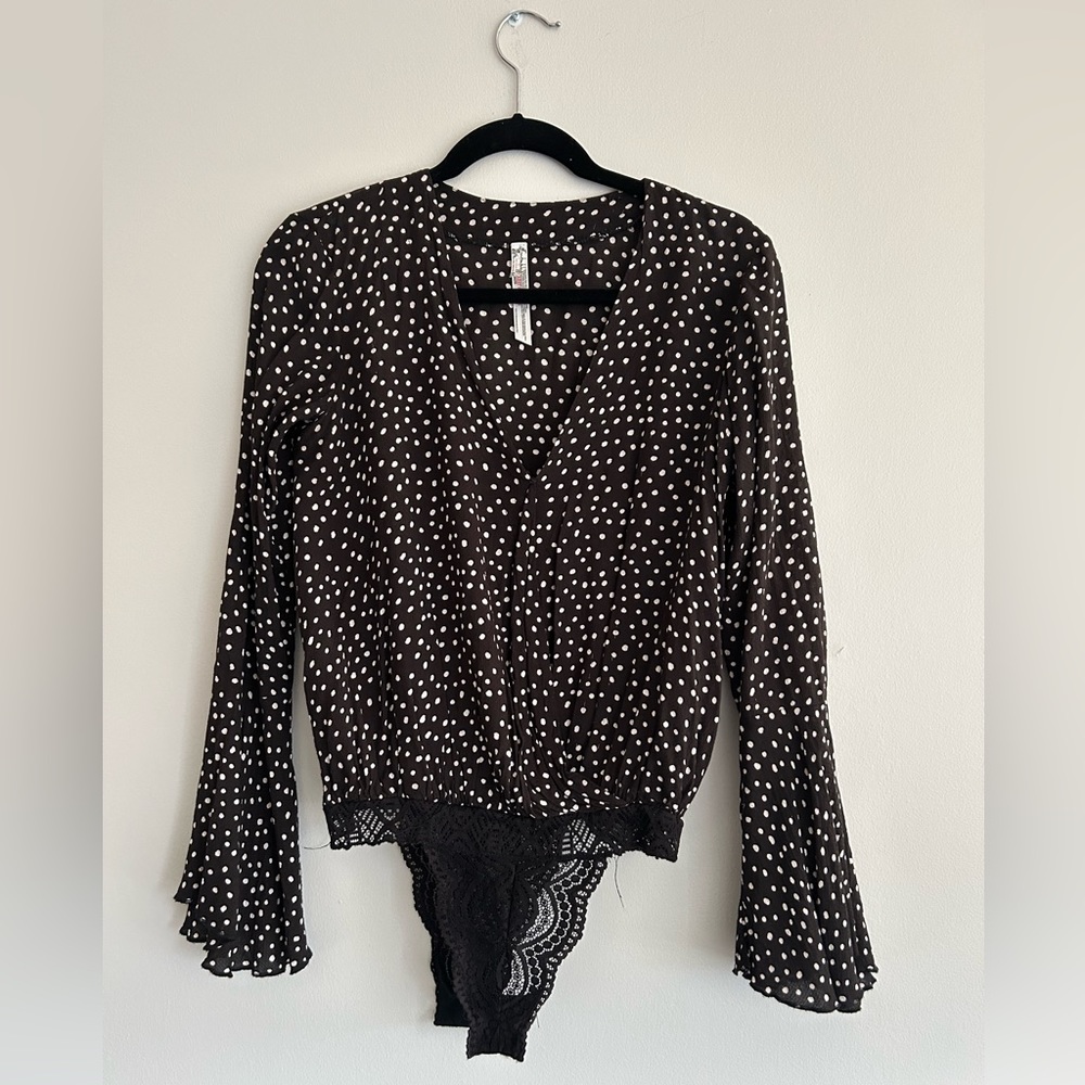 Free People | Bell sleeve polka-dot bodysuit